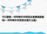 今日更新一对对绵羊并排排走是哪首歌歌词(一对对绵羊并排排走是什么歌)