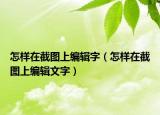 怎样在截图上编辑字（怎样在截图上编辑文字）