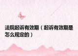 法院起诉有效期（起诉有效期是怎么规定的）