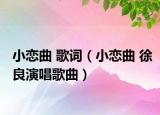 小恋曲 歌词（小恋曲 徐良演唱歌曲）