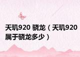 天玑920 骁龙（天玑920属于骁龙多少）