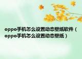oppo手机怎么设置动态壁纸软件（oppo手机怎么设置动态壁纸）