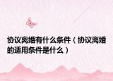 协议离婚有什么条件（协议离婚的适用条件是什么）