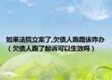 如果法院立案了,欠债人跑路该咋办（欠债人跑了起诉可以生效吗）