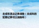 未成年违法记录消除（未成年的犯罪记录可以消除吗）