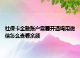 社保卡金融账户需要开通吗用微信怎么查看余额