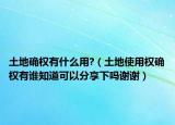 土地确权有什么用?（土地使用权确权有谁知道可以分享下吗谢谢）