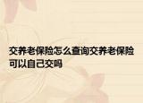 交养老保险怎么查询交养老保险可以自己交吗