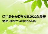 辽宁养老金调整方案2022年最新消息 具体什么时间公布的