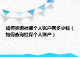 如何查询社保个人账户有多少钱（如何查询社保个人账户）