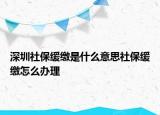 深圳社保缓缴是什么意思社保缓缴怎么办理
