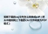 知网下载的caj文件怎么转换成pdf（把从中国知网上下载的CAJ文件转换为PDF格式）
