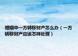 婚姻中一方转移财产怎么办（一方转移财产应该怎样处理）