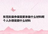 东莞医保参保需要准备什么材料呢个人办理需要什么材料