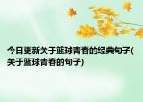 今日更新关于篮球青春的经典句子(关于篮球青春的句子)