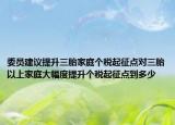 委员建议提升三胎家庭个税起征点对三胎以上家庭大幅度提升个税起征点到多少