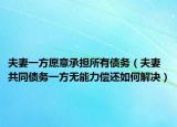 夫妻一方愿意承担所有债务（夫妻共同债务一方无能力偿还如何解决）