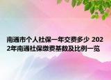 南通市个人社保一年交费多少 2022年南通社保缴费基数及比例一览