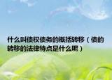什么叫债权债务的概括转移（债的转移的法律特点是什么呢）