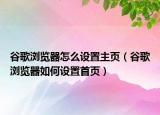 谷歌浏览器怎么设置主页（谷歌浏览器如何设置首页）