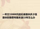 一年交15000元的社保退休多少钱退休时缴费年限未满15年怎么办