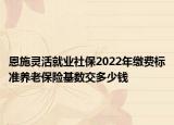 恩施灵活就业社保2022年缴费标准养老保险基数交多少钱