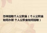 怎样提取个人公积金（个人公积金如何办理 个人公积金如何提取）