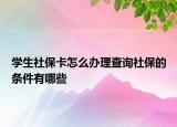 学生社保卡怎么办理查询社保的条件有哪些