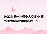 2022年衢州社保个人交多少 衢州社保缴费比例和基数一览