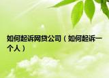 如何起诉网贷公司（如何起诉一个人）