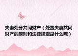 夫妻处分共同财产（处置夫妻共同财产的原则和法律规定是什么呢）
