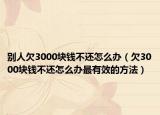 别人欠3000块钱不还怎么办（欠3000块钱不还怎么办最有效的方法）