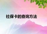社保卡的查询方法