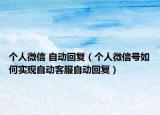 个人微信 自动回复（个人微信号如何实现自动客服自动回复）