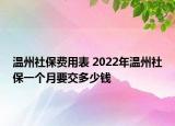 温州社保费用表 2022年温州社保一个月要交多少钱