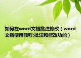 如何在word文档批注修改（word文档使用教程:批注和修改功能）