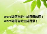 word如何自动生成目录教程（word如何自动生成目录）