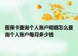 医保卡查询个人账户明细怎么查询个人账户每月多少钱