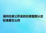 湖州住房公积金的住房套数认定标准是怎么样