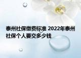 泰州社保缴费标准 2022年泰州社保个人要交多少钱