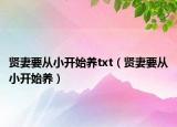 贤妻要从小开始养txt（贤妻要从小开始养）