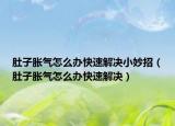 肚子胀气怎么办快速解决小妙招（肚子胀气怎么办快速解决）