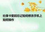 社保卡密码忘记如何修改手机上如何操作