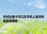 农村社保卡可以在手机上激活吗用途有哪些