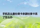手机怎么查社保卡余额社保卡丢了怎么办