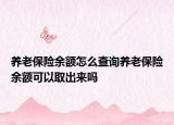 养老保险余额怎么查询养老保险余额可以取出来吗