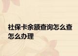 社保卡余额查询怎么查怎么办理