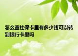怎么查社保卡里有多少钱可以转到银行卡里吗