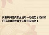 夫妻共同借贷怎么证明一方债务（如何才可以证明借款属于夫妻共同债务）