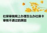 社保审核网上办理怎么办社保卡审核不通过的原因